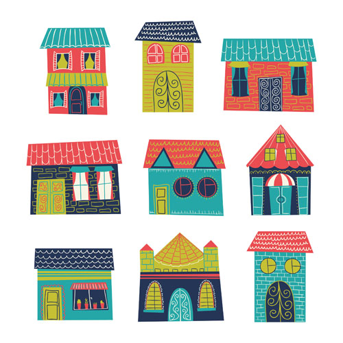 Different house set vector 04