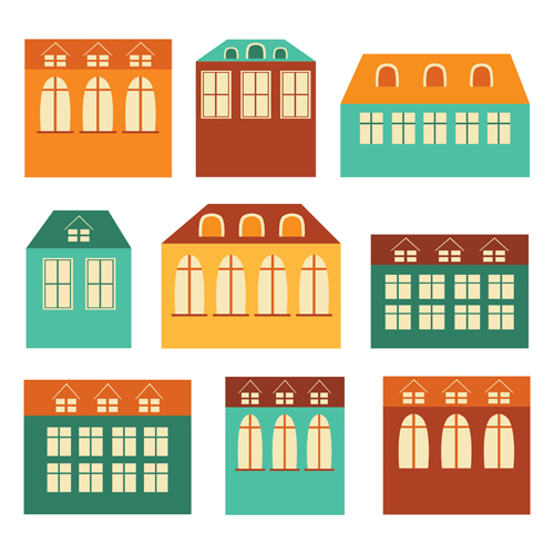 Different house set vector 05