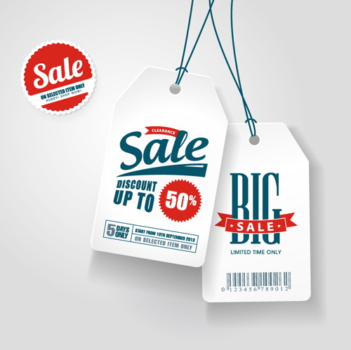 Discounts sale white tags vector