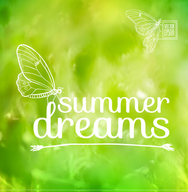 Dreams summer with butterfly background