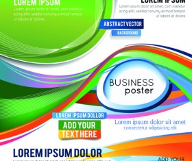 Dynamic wave business style brochure cover vector 03