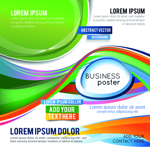 Dynamic wave business style brochure cover vector 03