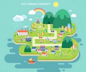 Eco city concept template vector 01