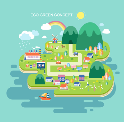 Eco city concept template vector 01