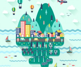 Eco city concept template vector 02