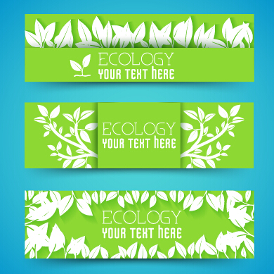 Ecology banner green style vector 01