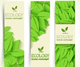Ecology banner green style vector 02