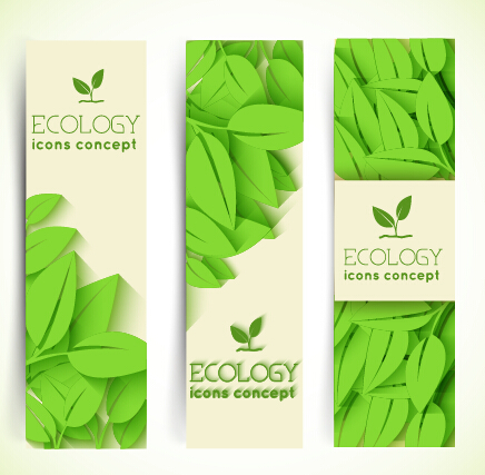 Ecology banner green style vector 02