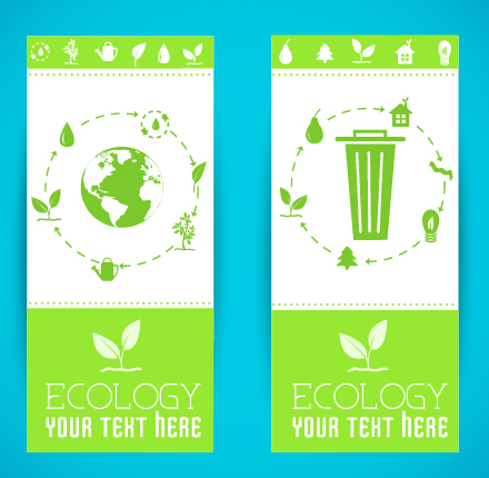 Ecology banner green style vector 03