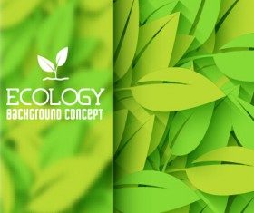 Ecology green leaf shiny background vector