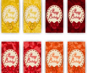 Elegant birthday bow cards vector 01