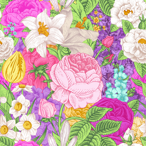 Elegant retro floral vector seamless pattern 01