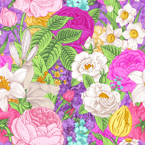 Elegant retro floral vector seamless pattern 04