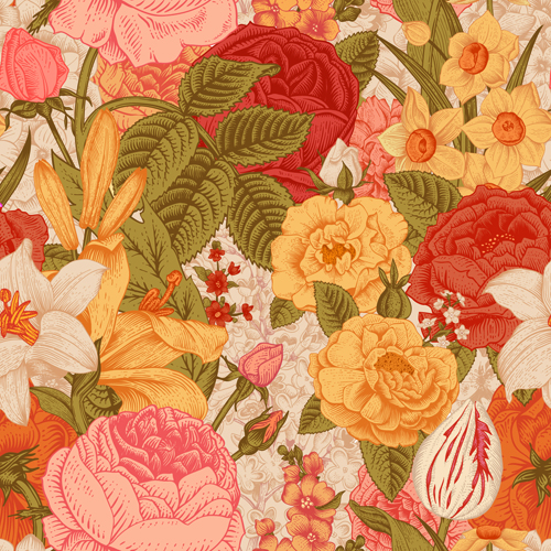 Elegant Retro Floral Vector Seamless Pattern 05 Free Download