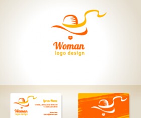 Elegant woman logo with cards vector graphics 02