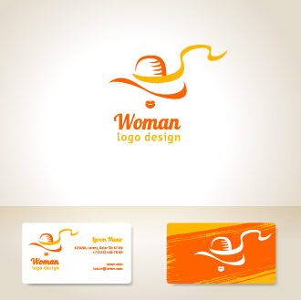 Elegant woman logo with cards vector graphics 02