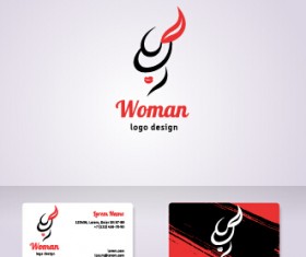 Elegant woman logo with cards vector graphics 03