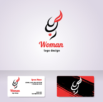 Elegant woman logo with cards vector graphics 03