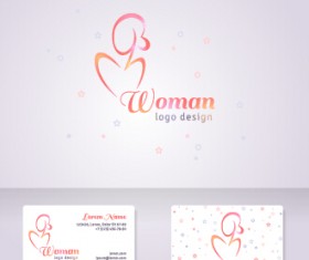 Elegant woman logo with cards vector graphics 04