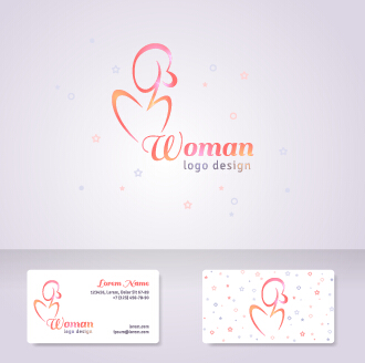 Elegant woman logo with cards vector graphics 04