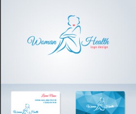 Elegant woman logo with cards vector graphics 05