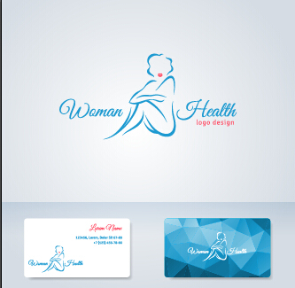 Elegant woman logo with cards vector graphics 05