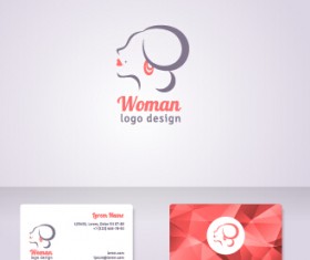 Elegant woman logo with cards vector graphics 06