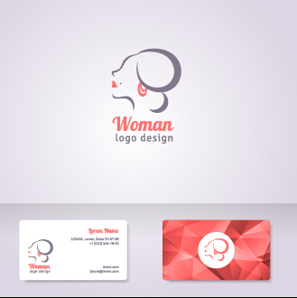 Elegant woman logo with cards vector graphics 06