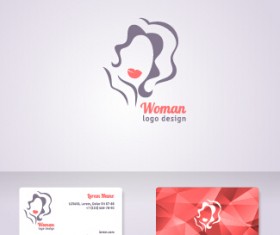 Elegant woman logo with cards vector graphics 07