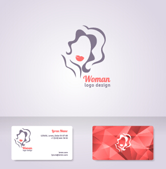 Elegant woman logo with cards vector graphics 07