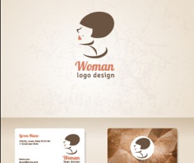 Elegant woman logo with cards vector graphics 08