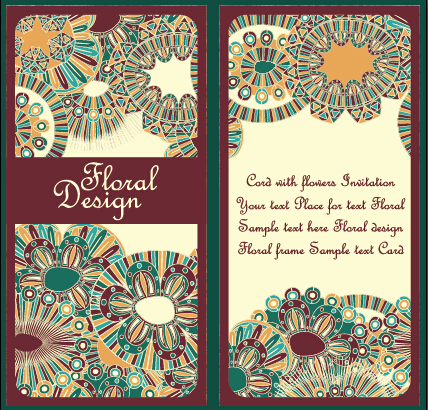 Ethnic patterns style invitation cards vector 03