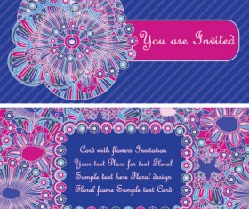 Ethnic patterns style invitation cards vector 04