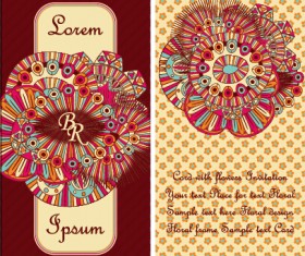 Ethnic patterns style invitation cards vector 05