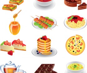 Fast food icons set vector graphics 02