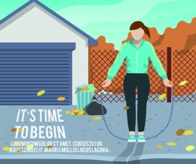 Fitness woman design vector template 01