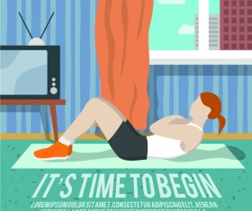 Fitness woman design vector template 04