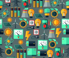 Flat electricity elements vector 01