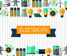 Flat electricity elements vector 02