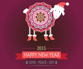 Floral sheep 2015 new year background vector