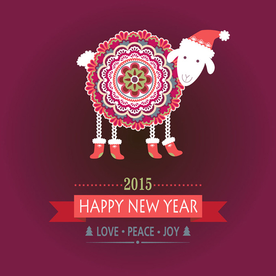 Floral sheep 2015 new year background vector