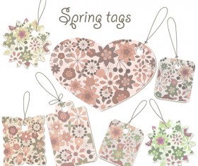 Floral spring tags vector material