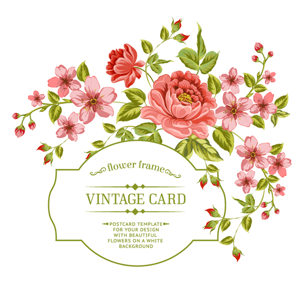 Flower frame vintage card vector