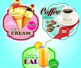 Fresh fruits labels shiny vector 04