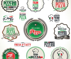 Fresh pizza labels vector