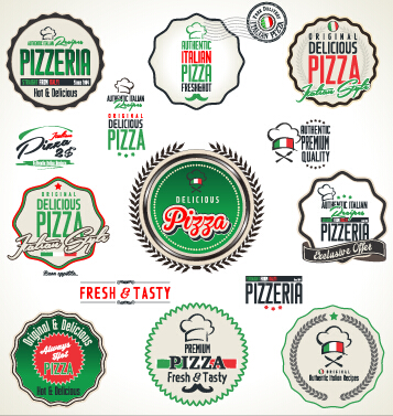 Fresh pizza labels vector