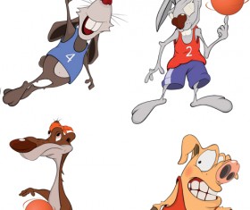 Funny animals with basketball vector 02