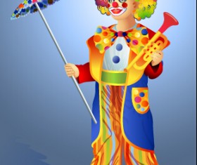 Funny clown show vector 02