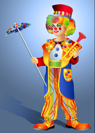 Funny clown show vector 02