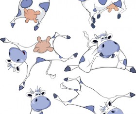 Funny dairy cow vectors set